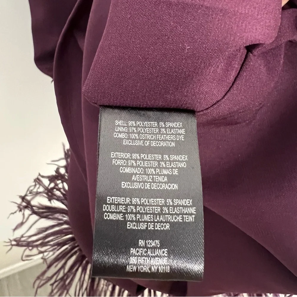 Tahari Purple Dress Feathers and Rhinestones Size 6 - Picture 8 of 10